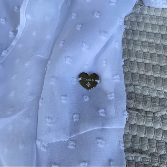 BEBE girls white chiffon w dots dress L/14 - Picture 5 of 11